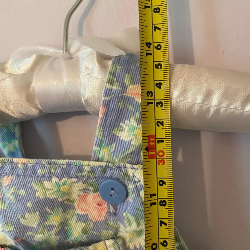 Oshkosh Baby B'gosh Vintage 90s Blue Pink Floral Overall Romper Girls' 3/6 Month